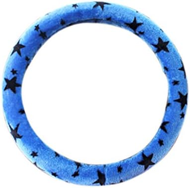 Houyue Soft Plush Faux Fur Car Steering Wheel Cover for Girls Warm for Winter,Fit Outer Diameter 14.5-15 Inches Steering Wheels (Blue)