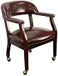 Oxblood Vinyl Luxurious Conference Chair with Casters