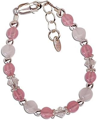 Girls Bracelet, Infant Sterling Silver New Arrival Baby Bracelet Gift, This Precious Little Bracelet Is Made of Sterling Silver in Pink and White with Sparkling Swarovski Crystals. A Wonderful Gift with a Sweet Poem for Their New Arrival. Celebrate These Cherished Moments with This Keepsake She Will Treasure Forever (0-12 Months Adjustable). Bracelet Measures 4 - 4.5 Inches