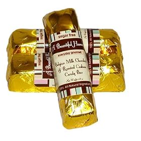 Sugar Free Belgian Milk Chocolate Roasted Cashew Candy Bars - 3pc