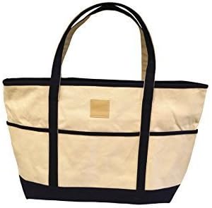 Asian Treasures TB 150024 Tool Boat Tote with Navy Blue Trims 100% Cotton Canvas