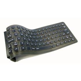 Black Flexible Foldable Silent Silicone USB UK Keyboard - Washable Medical Ke...