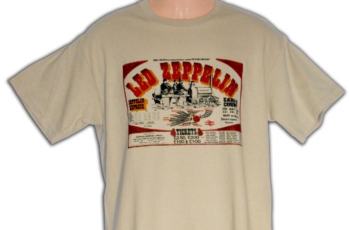 Led Zeppelin (Robert Plant) Tee Shirtin Beige Sand, Vintage Led Zepplin 1970′s T Shirts for Mens & Boys. Size X-Large- TSHM01920