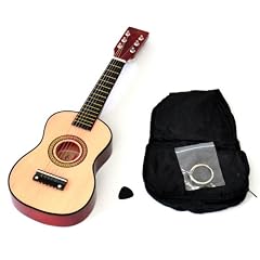 Kinder Gitarre Spielzeuggitarre aus Holz 59 cm in Natur- Rotbraun ab 3 Jahre mit Tasche und Ersatzsaiten