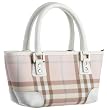 Burberry Women's Satchel with Leather Trim, Candy/White