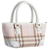 Burberry Women's Satchel with Leather Trim, Candy/White