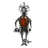 Baltic Cherry Amber Sterling Silver Little Museum Collection Male Pin 19th Century