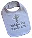 Christening Bib for Babies Personalized and Embroidered Name and Baptism Date in SILVER THREAD