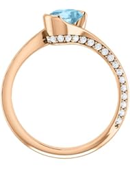10K Rose Gold 7.00x5.00mm Oval Cut Aquamarine and Diamond Ring -- LIFETIME WARRANTY