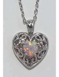 PINK OPAL HEART DIAMOND PENDANT WHITE GOLD QUALITY