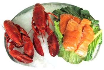 2, 1.25 lb. Lobsters and 2 lbs. Fresh Salmon Fillets by Charleston Seafood