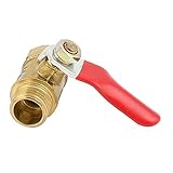uxcell　ボールバルブ　配管継手　1/4BSP REDレバーハンドル　真鍮　エア