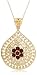 Yellow Gold Plated Sterling Silver Garnet Flower Pendant, 18"