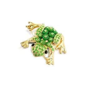 AZ Collection Green Frog Swarovski Crystal Gold Plated Brooch by AZ Collection