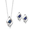 Diamond and Sapphire Fashion Jewelry Set in Sterling Silver