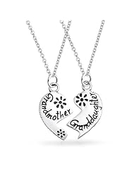Valentines Day Gifts Bling Jewelry Grandmother Granddaughter Heart Necklace Set