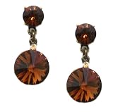 Creations Georgianni 14K Gold Plated Post Two Tier Dangle Earrings with Prism Cut Topaz Swarovski Crystals