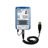 Gomadic for the PalmOne palm Zire 72 - Coiled Power Hot Sync and Charge USB Data Cable w/ Tip Exchange for the PalmOne Zire 72 - Gomadic Brand