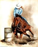 Rodeo Cowgirl Barrel Racing 1 Art Print POSTER quality - 13x19