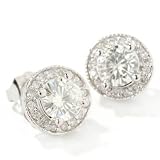 14K White or Yellow Gold 6mm Moissanite & Diamond Earrings