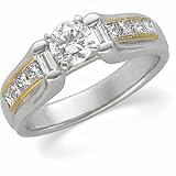 14K Two-Tone Gold Diamond Engagement Ring Semimount - 0.50 Ct.