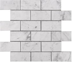 Carrara (Carrera) Bianco Polished 2x4 Subway Mosaic Tile