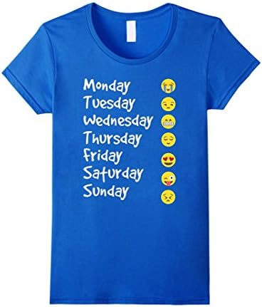 Women's Emoji Love Your Emoticon 7 Days A Week T-Shirt Small Royal Blue