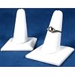 2 White Leather Square Base Ring Finger Jewelry Holder Showcase Display Stands