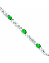 4.4 Carat 14K White Gold Diamond and Emerald Bracelet