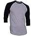 DREAM USA Men's Casual 3/4 Sleeve Baseball Tshirt Raglan Jersey Shirt H Gray/Black Large