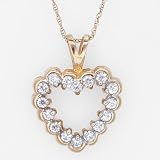 Ladies Cubic Zirconia Heart Pendant in 14k Gold