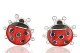 Ikki Matsumoto's Sterling Silver Cloisonne Little Ladybug Earrings by Zarah
