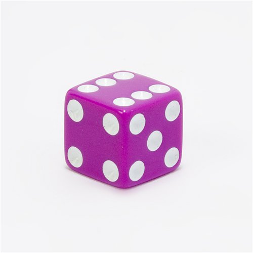 Childrens Toyshop  Toys : Opaque 12mm 6-sided Square Edge Dice, Purple with White