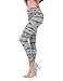 Bentibo Women's Fashion Floral Printed Spandex Leggings Skinny Pants White Black L