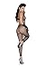 Elegant Moments Womens Black Crochet Net Crotchless Bodystocking (One Size)