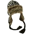 Winter Faux Fur Knit Reindeer Snowflake Trooper Trapper Ski Aviator Hat Black