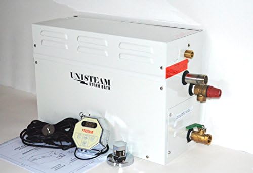FULL SET: RESIDENTIAL UNISTEAM 9KW 240V HOME SPA SAUNA STEAM ROOM SHOWER BATH GENERATOR WITH TT-SERIES OUTER DIGITAL CONTROLLER, STEAM HEAD WITH AROMA OIL RESERVOIR, MANUAL DRAIN VALVE, BRASS SAFETY PRESSURE RELIEF AND WATER INLET ELECTROMAGNETIC VALVES