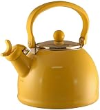 Reston Lloyd Calypso Basics Whistling Teakettle with Glass Lid, Lemon