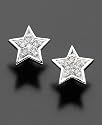 14k White Gold Diamond Accent Star Earrings