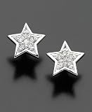 14k White Gold Diamond Accent Star Earrings