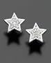 14k White Gold Diamond Accent Star Earrings