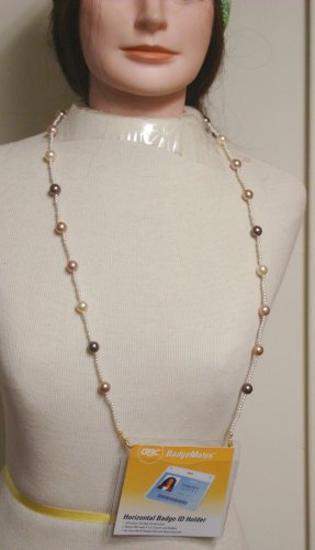 Click here to buy Ivory and Amber Beads Eye Glass Holder and Horizontal Badge Holder Donna Congro Necklace.