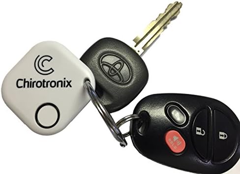 iTrack Key Finder (White) -Bluetooth Lost Item Locator - Use With Free App on iPhone or Android - Keychain, Wallet, Luggage, Pet - Remote Selfie Button - Find Your Phone