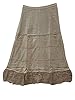 Womans Mid Length Skirt Beige Embroidered Boho Hippie Peasant Skirt