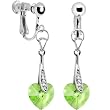 Austrian Crystal Heart August Birthstone Clip Earrings