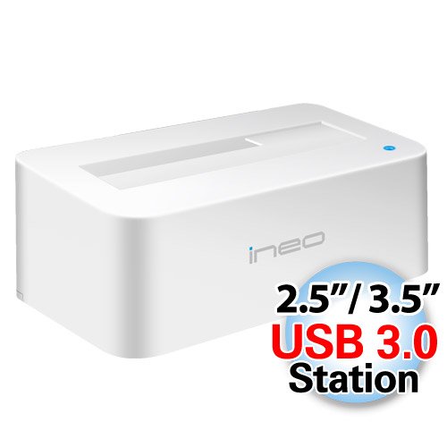 ineo I-NA317U-Plus, Super Speed USB 3.0 to 2.5-Inch/ 3.5-Inch SATA Hard Drive Docking Station (White)