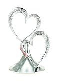 Hortense B. Hewitt Wedding Accessories Sparkling Love Double Heart Silver-Plated Cake Top, 5-1/2-Inch Tall