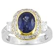 18K Two-Tone Gold Sapphire and Diamond Ring