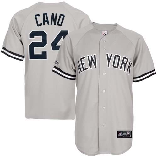 MLB Men's New York Yankees Robinson Cano Road Gray Short Sleeve 6 Button Synthetic Replica Baseball Jersey Spring 2012  (Road Gray, Medium)