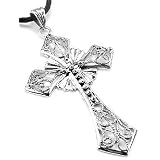 Large 3" Sterling Silver Open Filigree Celtic Cross Pendant with a 19" Cord Necklace